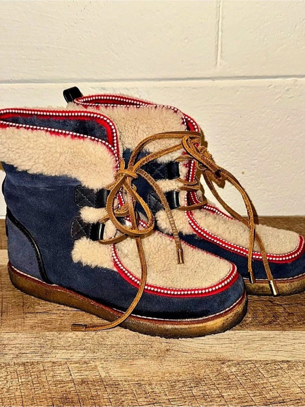 Tory Burch Mellow Shearling Lace-Up Boot Winter Boots